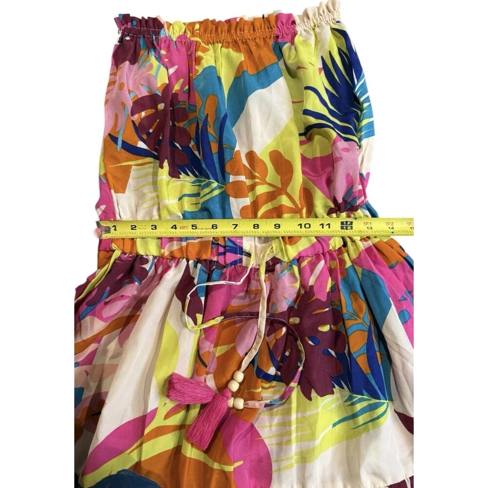 NWT True Destinations Women's Strapless Mini Dress Vibrant Tropical Print M